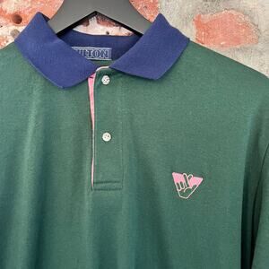 Vintage Made in USA Hilton Mens Green Polo Shirt L 21x29